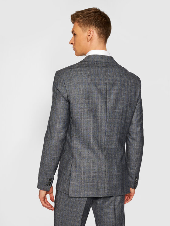 Tommy Hilfiger Tailored Tommy Hilfiger Tailored Oblek Check TT0TT08549 Sivá Slim Fit