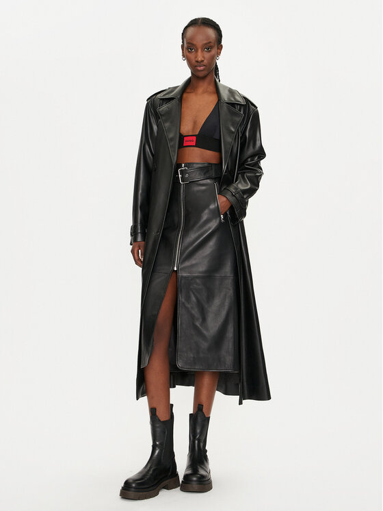 HUGO Hugo Gonna di pelle Leomila 50516753 Nero Regular Fit