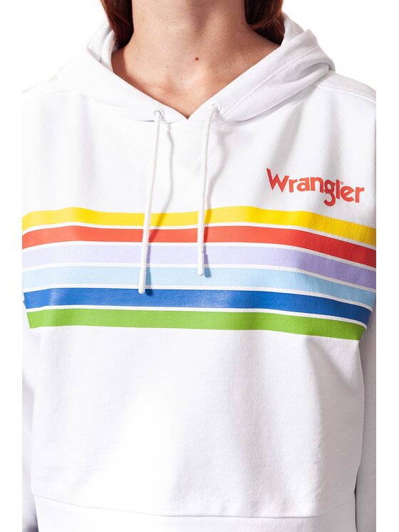Wrangler Wrangler Felpa CROPPED HOODY Bianco Regular Fit