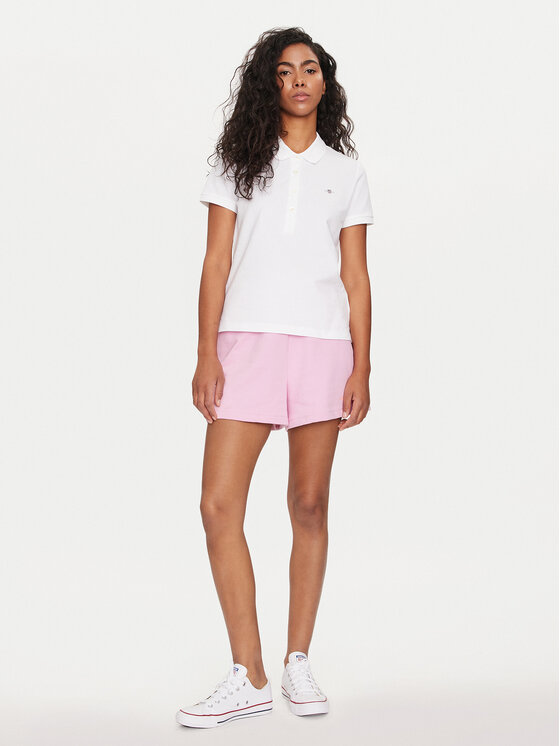 Gant Gant Тениска с яка и копчета Shield 4200870 Бял Slim Fit