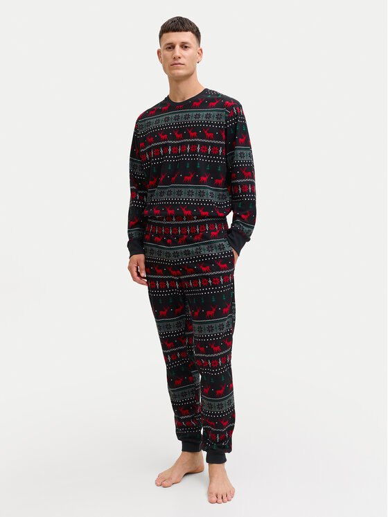 Jack & Jones Jack & Jones Pyžamo Tristan 12285375 Černá Loose Fit