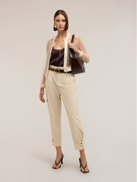 Motivi Motivi Pantaloni di tessuto P00UQ004579N002 Crema Boy Fit