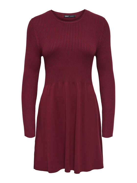 ONLY ONLY Strickkleid Alma 15185761 Dunkelrot Regular Fit