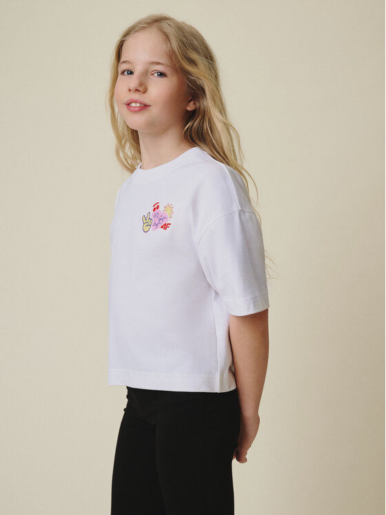4F 4F T-Shirt MOVE OUTSIDE Biały Loose Fit