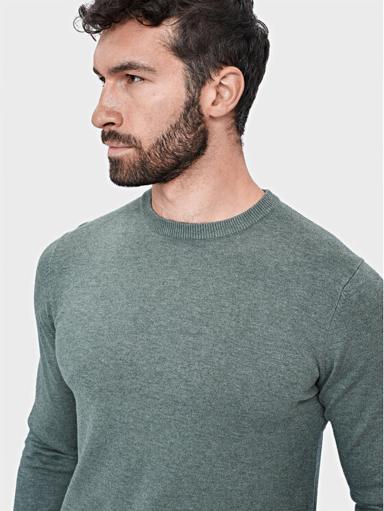 Evenemen Evenemen Sweter Round Neck Zielony Slim Fit