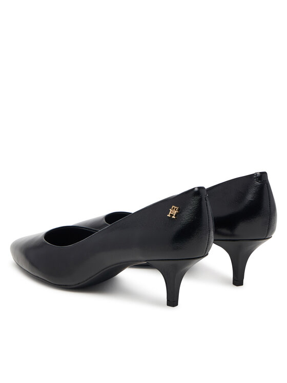 Tommy Hilfiger Tommy Hilfiger Czółenka Kitten Heel Court Leather Shoe FW0FW09526 Czarny
