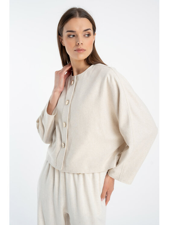 CLICK CLICK Μπόμπερ μπουφάν 71-0034 Μπεζ Loose Fit