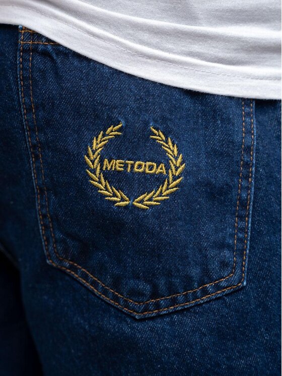 Metoda Sport Metoda Sport Joggery Szerokie Spodnie Jeansowe Baggy Jogger Męskie Ciemne Niebieskie Metoda Sport Laur Pocket 2XL Niebieski Regular Fit