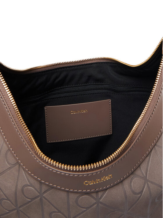 Calvin Klein Calvin Klein Torebka Emblem Aop Sueded M Shoulder Bag LV04F3881G Beżowy