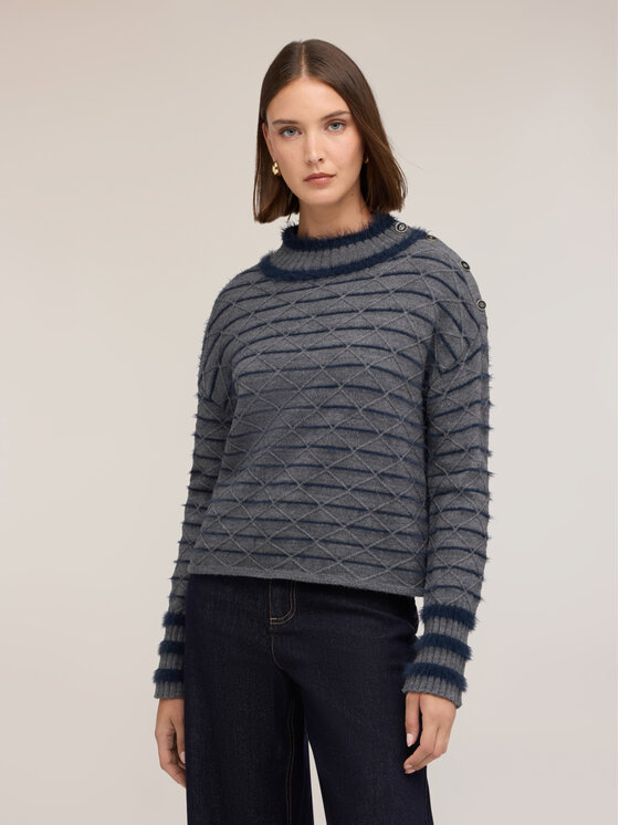 Motivi Motivi Sweter M473W004184N0S3 Szary Regular Fit