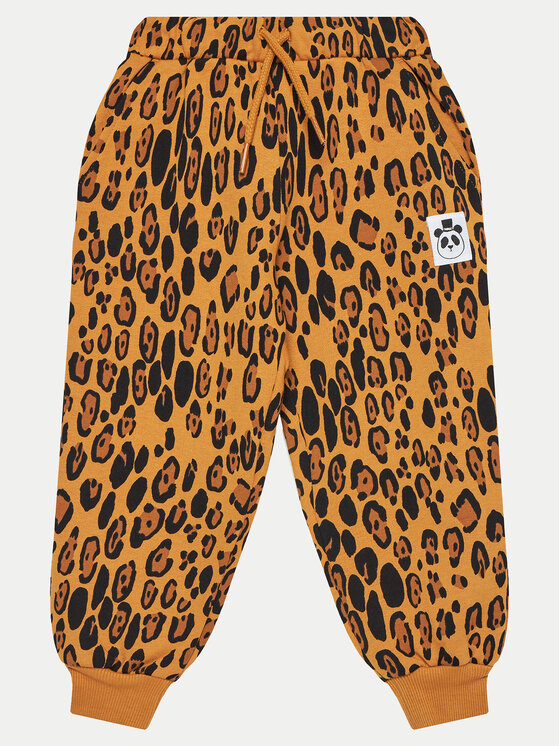 Mini Rodini Teplákové nohavice Basic Leopard 1000014313 Hnedá Regular Fit