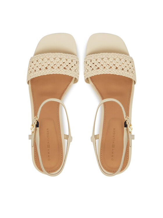 Tommy Hilfiger Tommy Hilfiger Sandali Crochet Lthr Kitten Sandal FW0FW08587 Bež