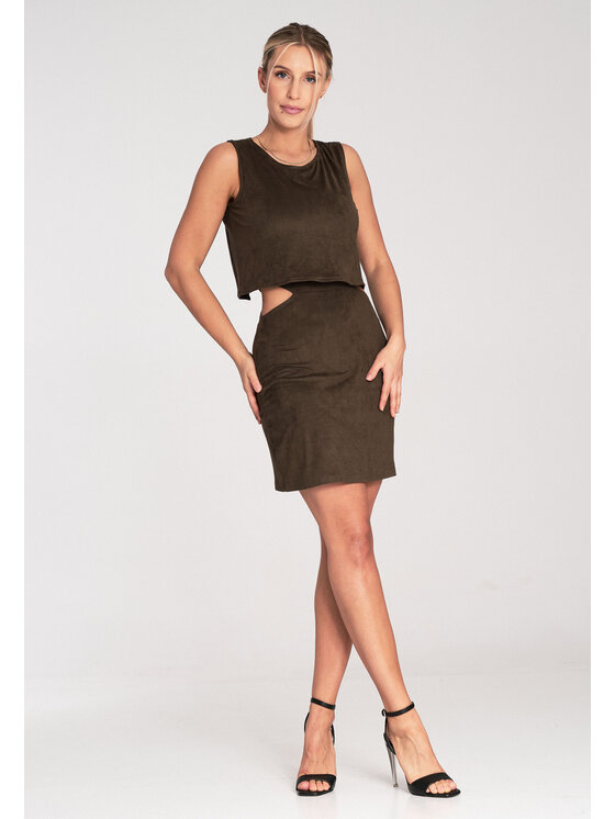 FIGL FIGL Sukienka codzienna M1060 Khaki Fitted Fit