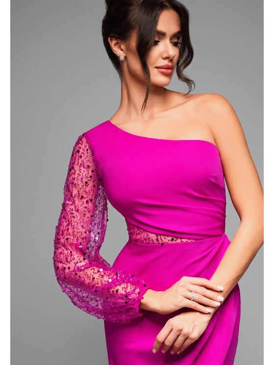 Ombre Ombre Sukienka wieczorowa LA-OM-DLR011 Różowy Regular Fit