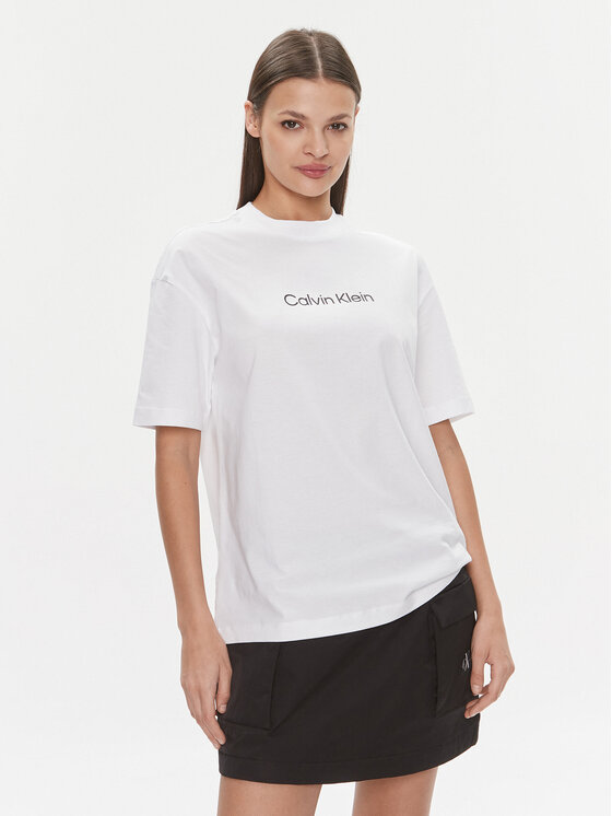 Calvin Klein T-krekls Hero Logo Oversized T Shirt K20K206778 Balts Regular Fit