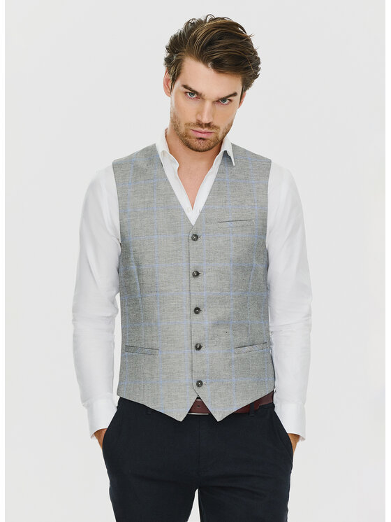 Pako Lorente Pako Lorente Kamizelka P24SF-8X-003 Szary Slim Fit