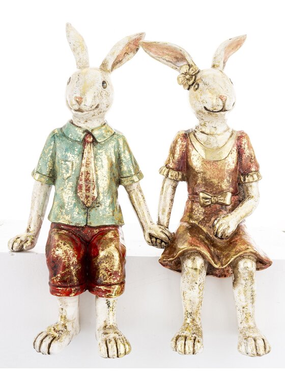 MIAhome MIAhome Figurka para królików na ławce MALJUNA-2 Kolorowy