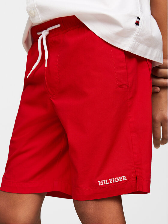 Tommy Hilfiger Tommy Hilfiger Auduma šorti Pull On Monotype KB0KB08948 Sarkans Regular Fit