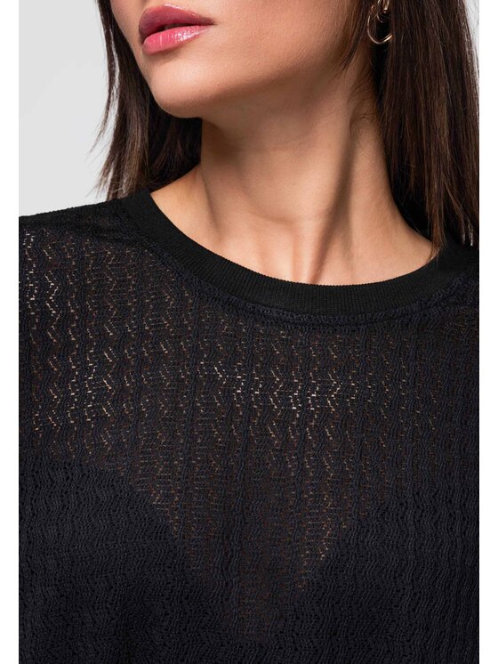 Ombre Ombre Bluzka OW-TS-E0045 Czarny Loose Fit