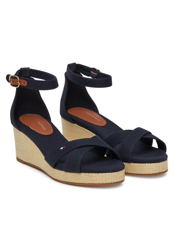 Tommy Hilfiger Tommy Hilfiger Sandały Flag Criss-Cros Mid Wedge Espad FW0FW08481 Granatowy