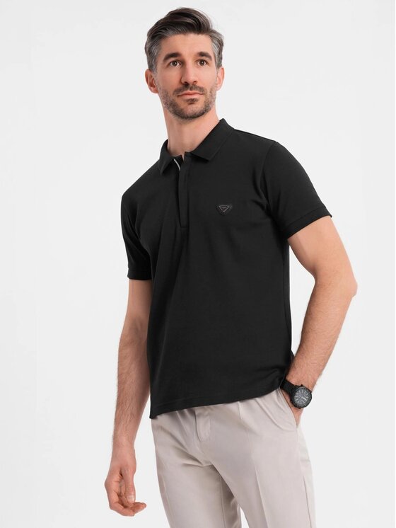 Ombre Ombre Polo OM-POSS-0148 Czarny Regular Fit