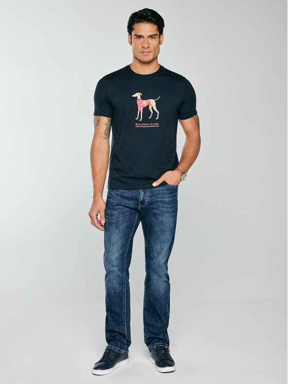 BIG STAR BIG STAR T-Shirt CESAR Granatowy Basic Fit