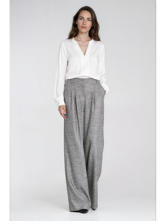 NIFE NIFE Spodnie materiałowe SD158 Szary Wide Leg