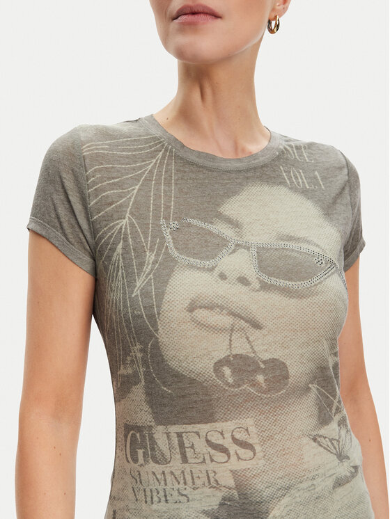 Guess Guess T-Shirt W5YI36 KBYH0 Zielony Regular Fit
