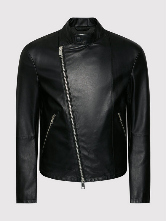 Armani Exchange Armani Exchange Kožená bunda B9R02P B9P02 999 Čierna Regular Fit