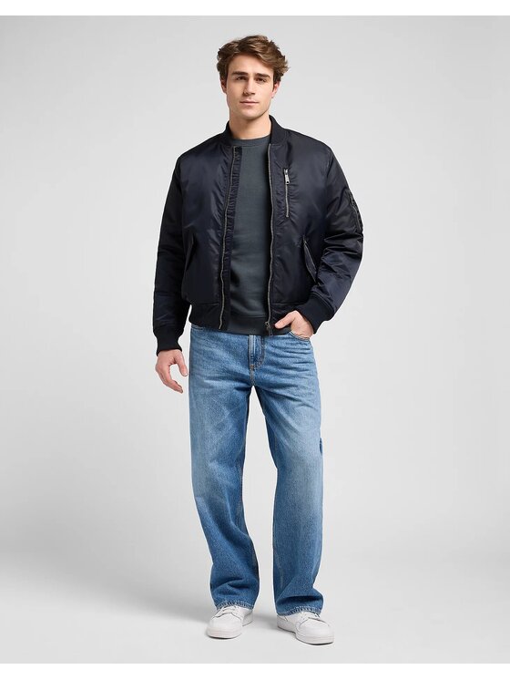 Lee Lee Kurtka jeansowa BOMBER JACKET Czarny Relaxed Fit