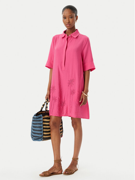 LOLA CASADEMUNT LOLA CASADEMUNT Košeľové šaty LS2616034 Tmavo ružová Relaxed Fit