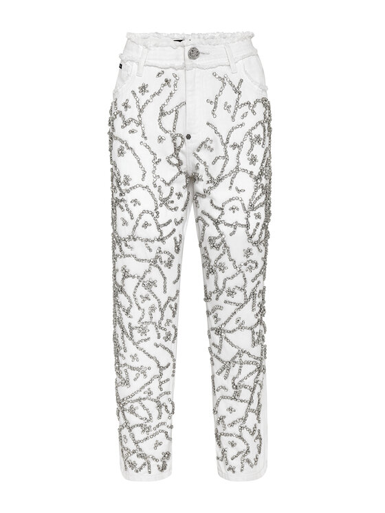 PHILIPP PLEIN PHILIPP PLEIN Jeansy 5493 Biały Mom Fit