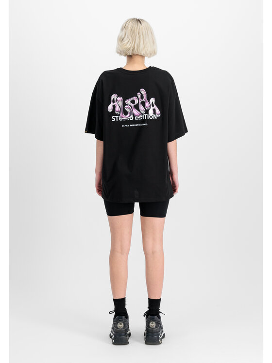 Alpha Industries Alpha Industries T-Shirt Studio Edition Backprint T-Shirt Women Czarny Loose Fit