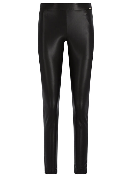Guess Guess Pantaloni din imitație de piele Dalia W01B65 WBG60 Negru Regular Fit