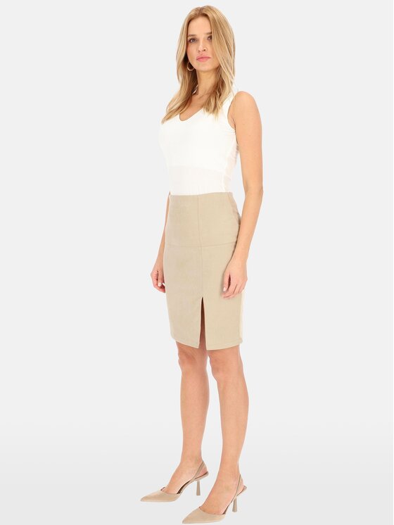Perso Perso Spódnica mini JPE241075F Beżowy Regular Fit