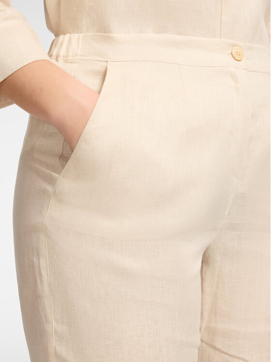 Elena Mirò Elena Mirò Spodnie materiałowe P007P000494N002 Kremowy Regular Fit