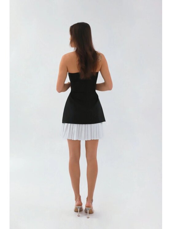 Chiara Wear Chiara Wear Sukienka koktajlowa Sukienka mini z plisami EMILY Czarny Slim Fit