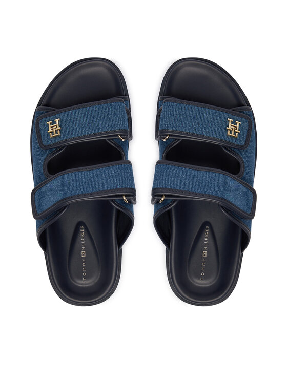Tommy Hilfiger Tommy Hilfiger Pantoletten Double Strap Denim Sandal FW0FW09123 Blau