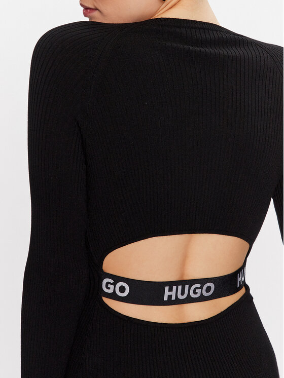 HUGO Hugo Strickkleid 50482429 Schwarz Slim Fit