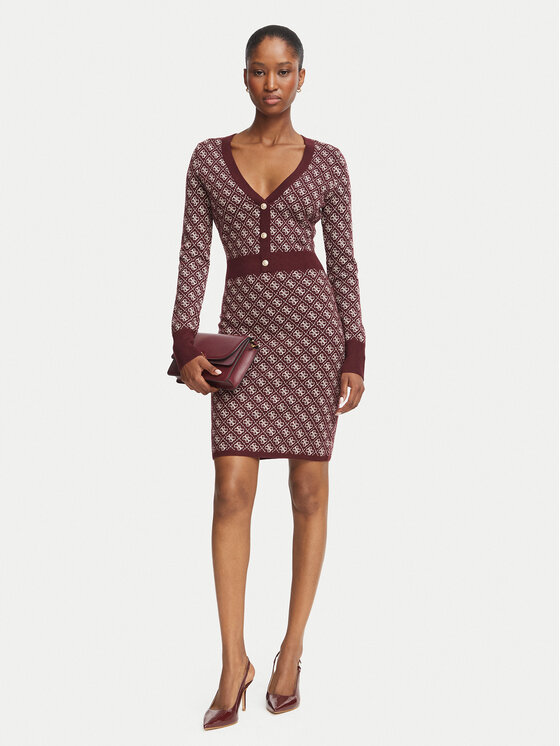 Guess Guess Плетена рокля W6BK23 Z1422 Бордо Slim Fit
