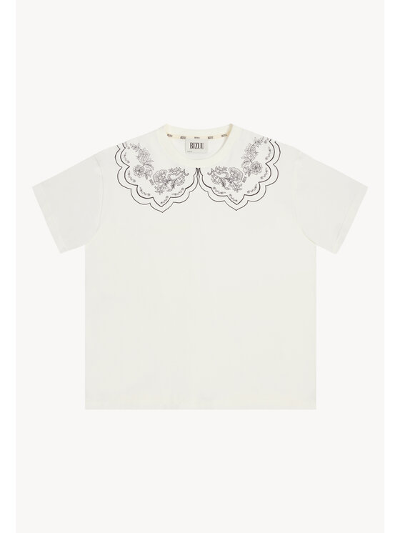 BIZUU BIZUU T-Shirt COLLARY Biały Standard Fit