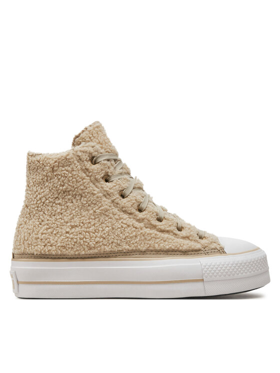 Converse Kedas Chuck Taylor All Star Lift Platform Sherpa A05509C Bēšs