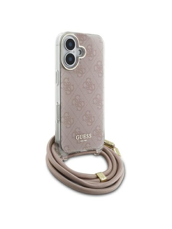 Guess Guess Etui na telefon Crossbody Cord 4G Print Różowy