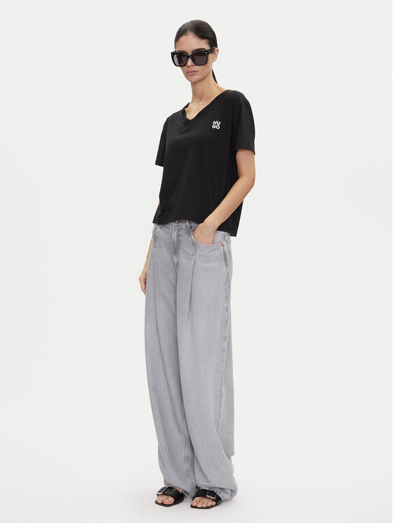 HUGO HUGO Póló Nika_T-Shirt 50540046 Fekete Regular Fit
