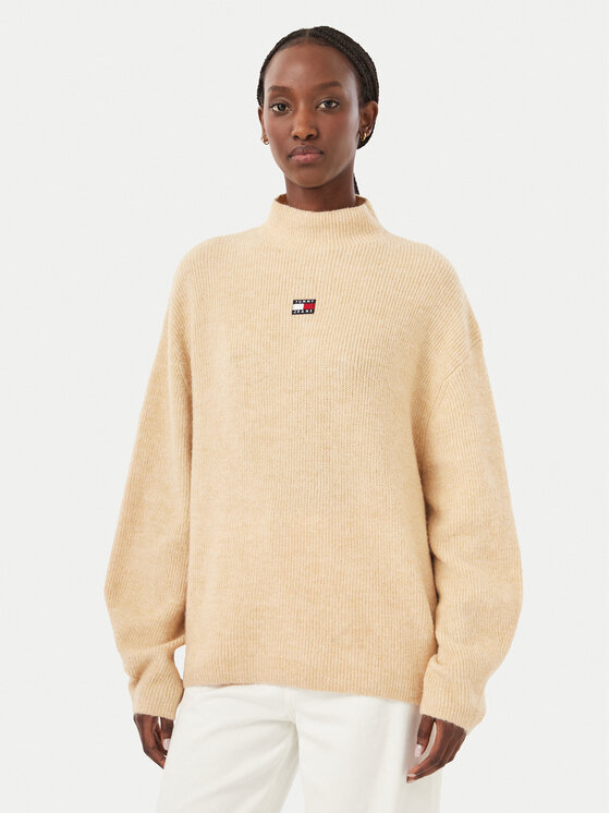 Tommy Jeans Tommy Jeans Megztinis Badge DW0DW23349 Smėlio Relaxed Fit