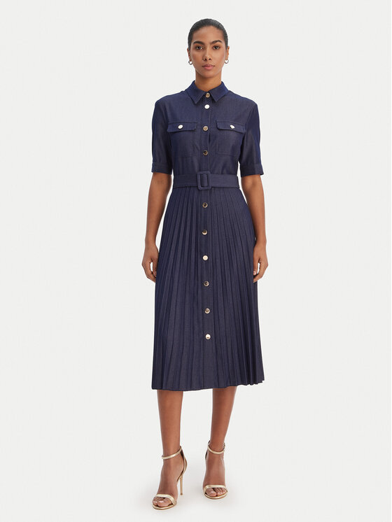 Fracomina Rochie tip cămașă FR26SD4003D470F9 Bleumarin Regular Fit