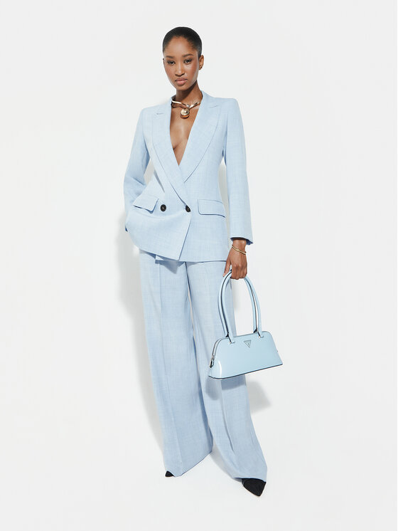 Marella Marella Kalhoty z materiálu Giunchi 2613131101 Světle modrá Straight Fit