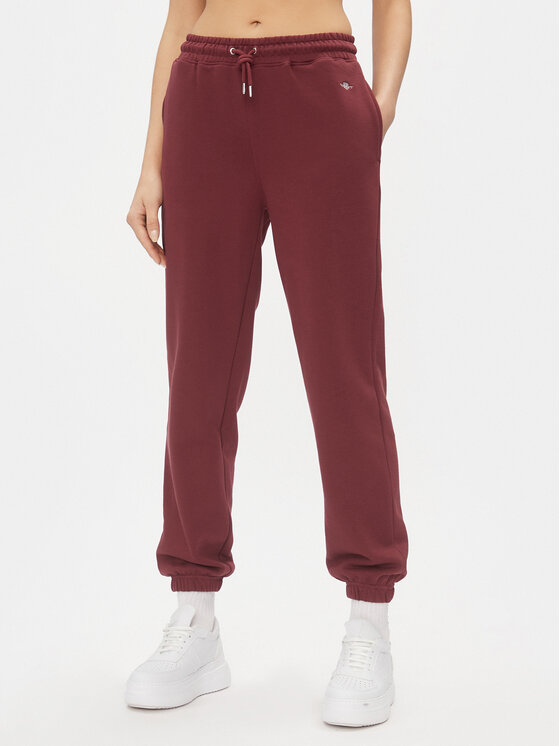 Gant Teplákové nohavice Rel Shield 4204921 Bordová Relaxed Fit