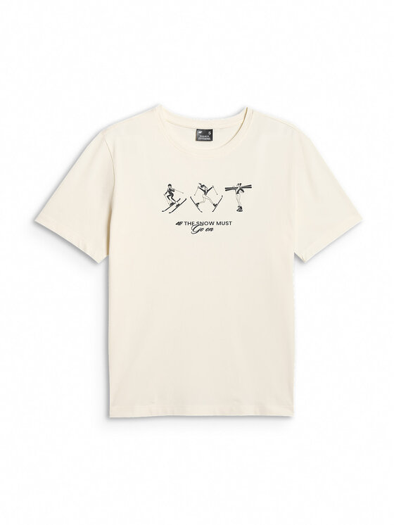 4F 4F T-Shirt WINTER CLUB Kremowy Regular Fit