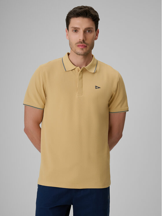 4F 4F Polo LAKESIDE ESCAPE Beżowy Regular Fit